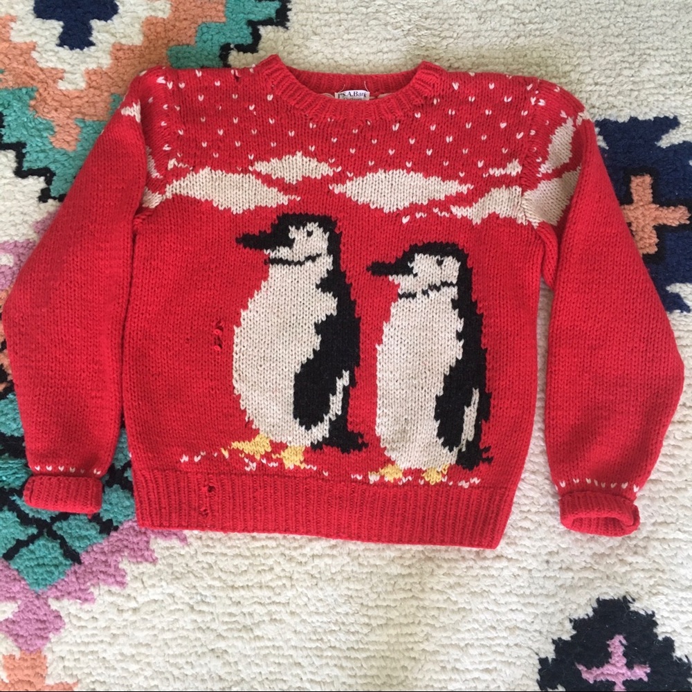 1980s does 1940s penguin novelty wool sweater